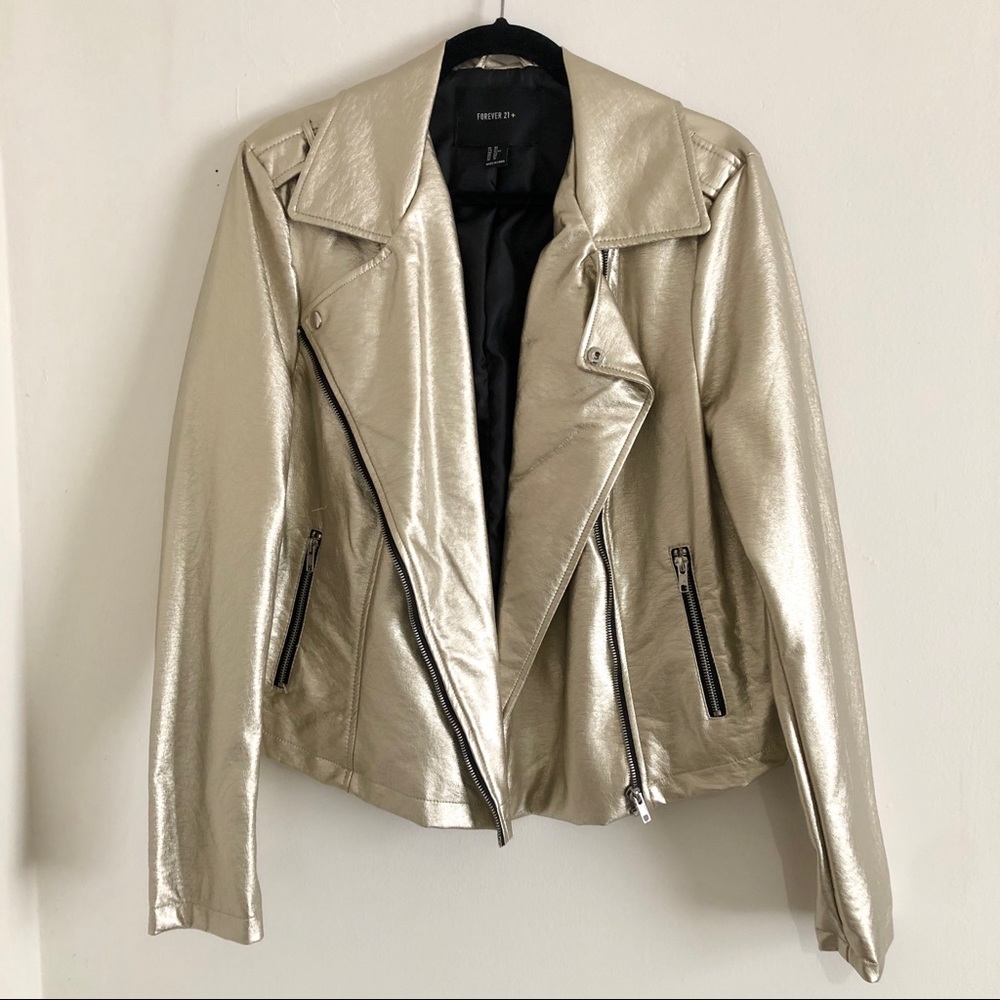 NWOT Gold Faux Leather Jacket